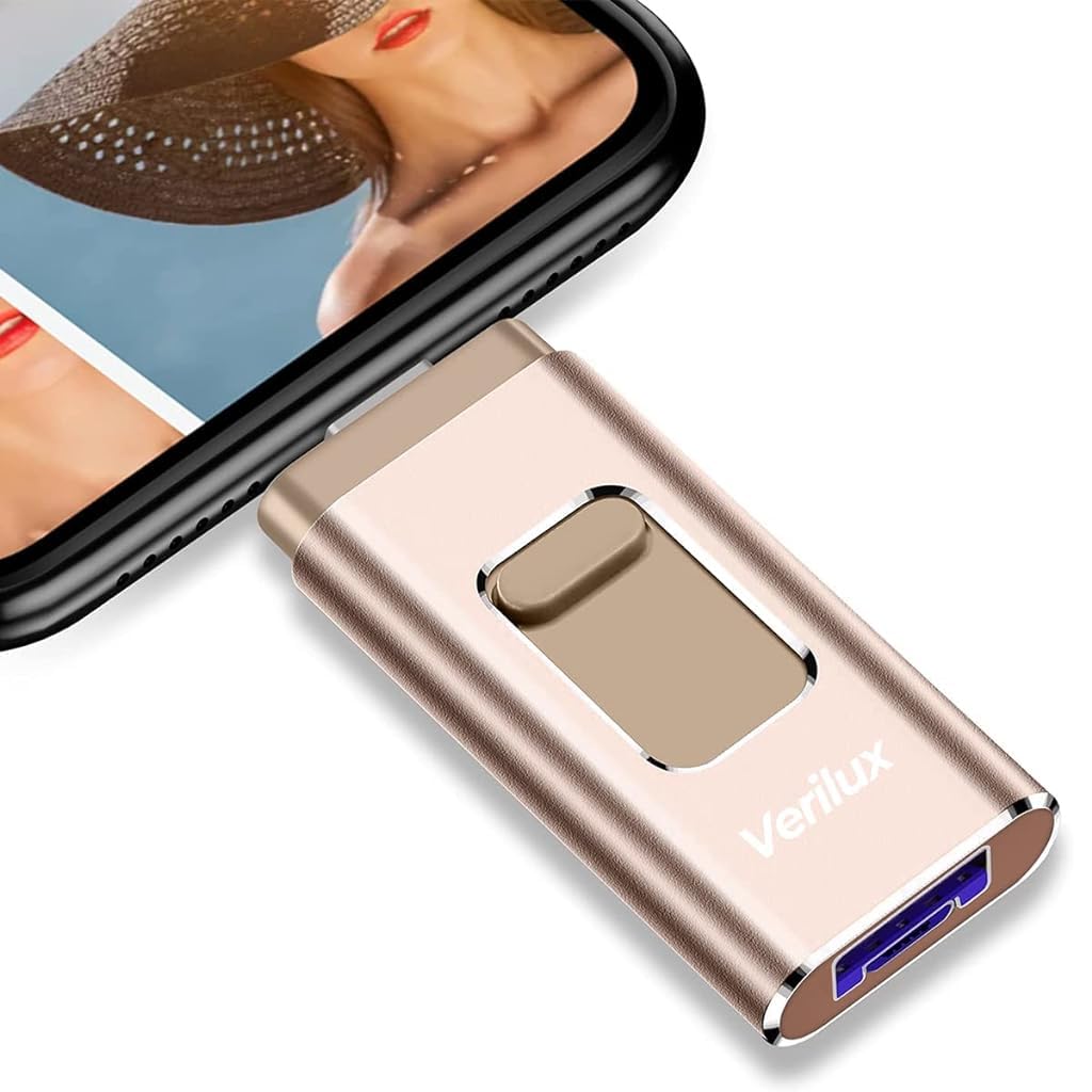 Verilux Pendrive 64GB 4 in 1 Flash Drive 64GB USB 3.0 Flash Drive with Light-ning, Micro USB, USB A, Type-C Interface, Mini Flash Drive Compatible with iPhone, iPad, Android, PC and More Devices Verilux Pendrive 64GB 4 in 1 Flash Drive 64GB USB 3.0 Flash Drive with Light-ning, Micro USB, USB A, Type-C Interface, Mini Flash Drive Compatible with iPhone, iPad, Android, PC and More Devices